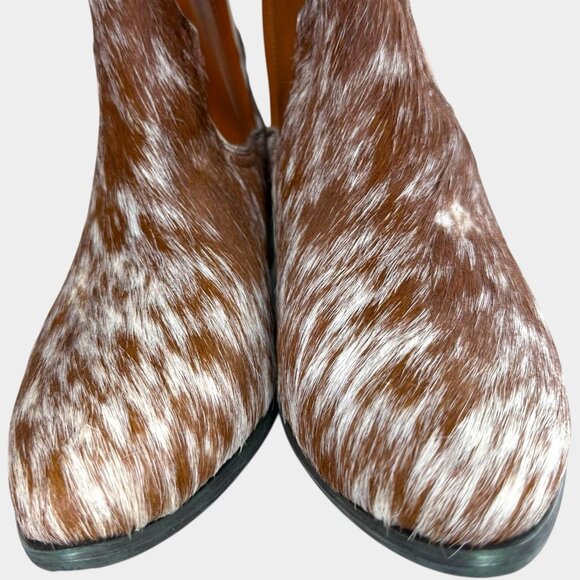 Alcala's Johnny Brown White Cow Hair Women 100% Leather Cowboy Boots Size 8.5 - Picture 7 of 12